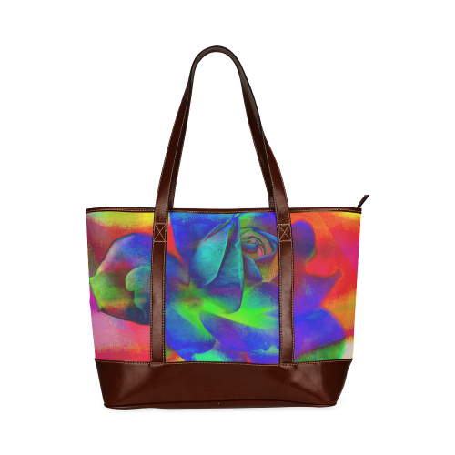 Psychedelic Rose Tote Handbag (Model 1642)