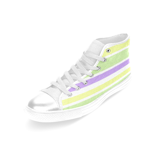 Yellow Purple Stripes Women's Classic High Top Canvas Shoes (Model 017)
