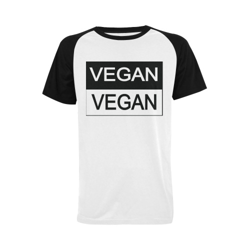 Vegan Black and White Men's Raglan T-shirt (USA Size) (Model T11)