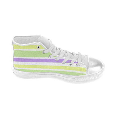 Yellow Purple Stripes Women's Classic High Top Canvas Shoes (Model 017)