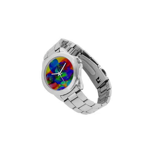 Psychedelic Rose Unisex Stainless Steel Watch(Model 103)