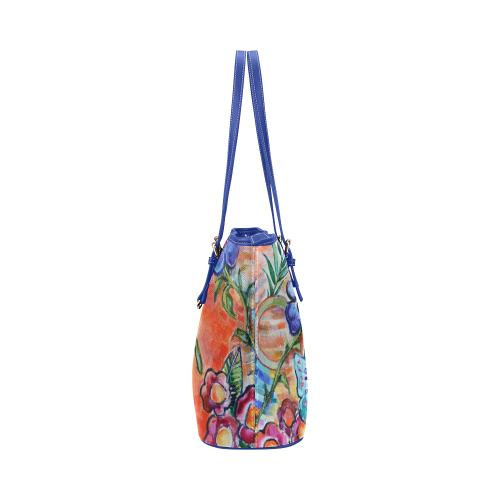 Floral Paradise-by Lori Leather Tote Bag/Large (Model 1651)