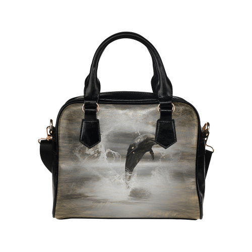 Dolphin with water heart Shoulder Handbag (Model 1634)