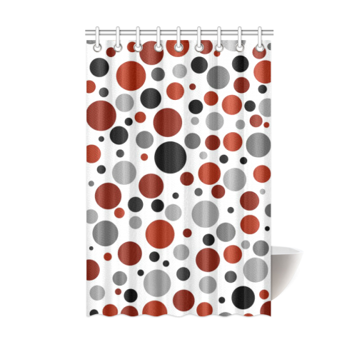 red black gray polka dots Shower Curtain 48"x72"