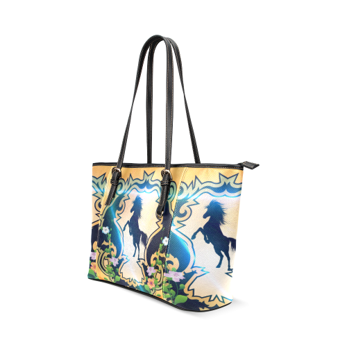 Horse silhouette Leather Tote Bag/Small (Model 1640)