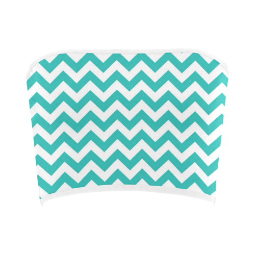 Turquoise and white zigzag chevron Bandeau Top