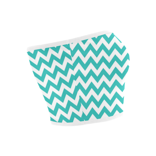 Turquoise and white zigzag chevron Bandeau Top