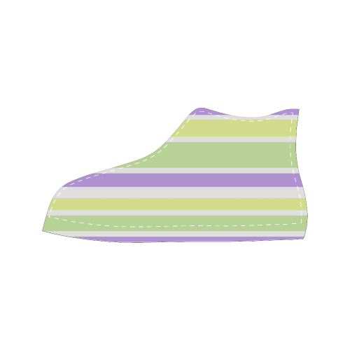 Yellow Purple Stripes Women's Classic High Top Canvas Shoes (Model 017)