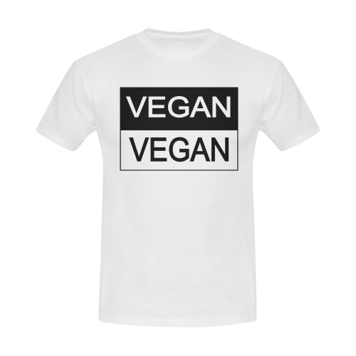 Vegan Black and White Men's Slim Fit T-shirt (Model T13)