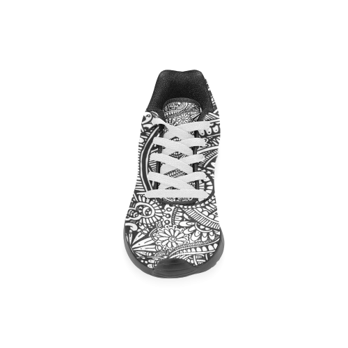 Black & white flower pattern art Women’s Running Shoes (Model 020)