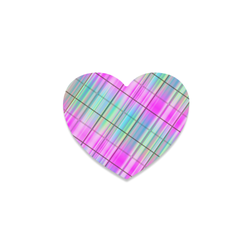 modern plaid 9B Heart Coaster