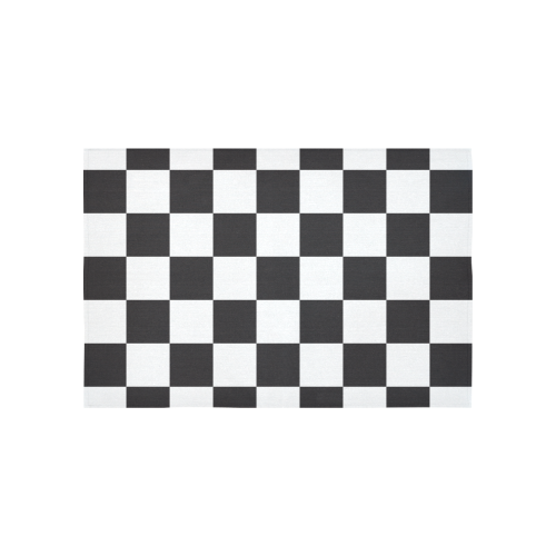 Checkerboard Black and White Squares Cotton Linen Wall Tapestry 60"x 40"