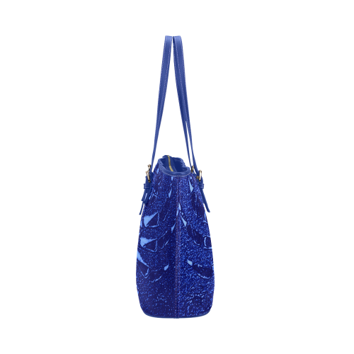 Cancer Blue Leather Tote Bag/Large (Model 1651)