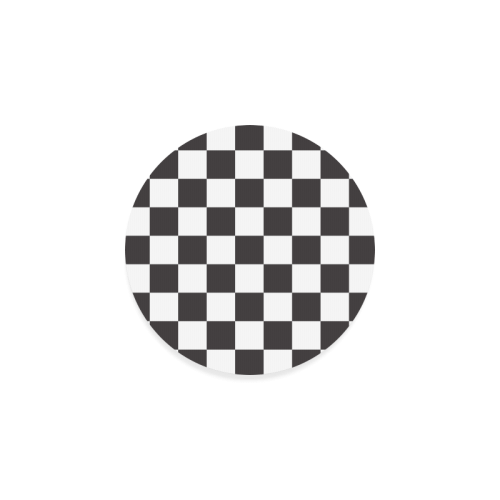 Checkerboard Black and White Squares Round Coaster