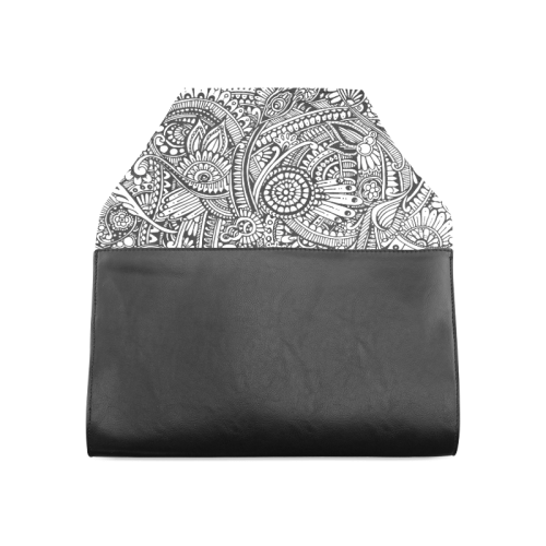Black & white flower pattern art Clutch Bag (Model 1630)