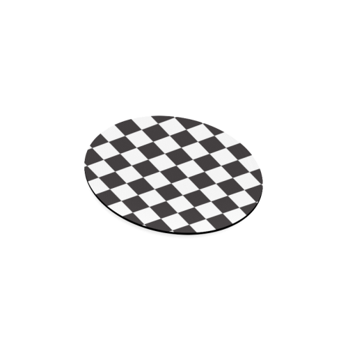 Checkerboard Black and White Squares Round Coaster