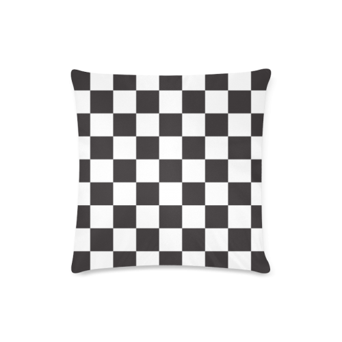 Checkerboard Black and White Squares Custom Zippered Pillow Case 16"x16"(Twin Sides)