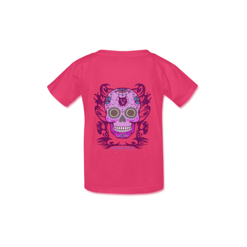 Skull Flowers Pink Kid's  Classic T-shirt (Model T22)
