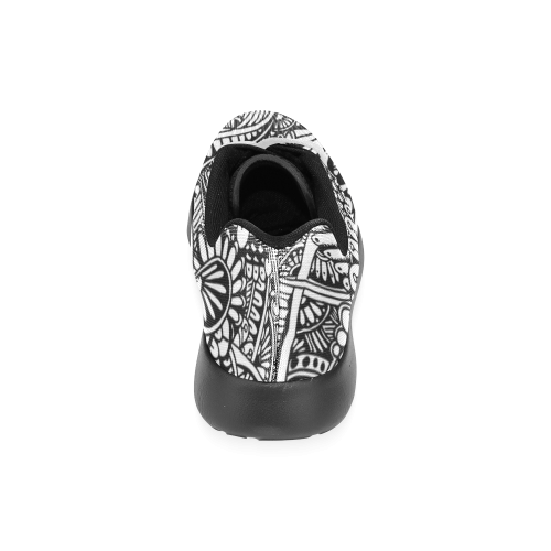 Black & white flower pattern art Women’s Running Shoes (Model 020)