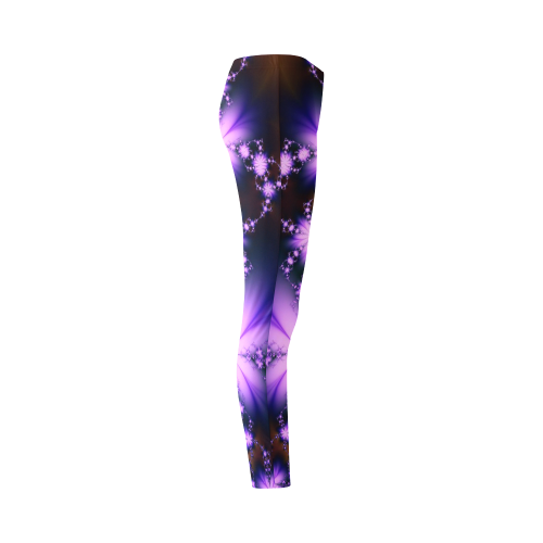 Lavender Fractal Flowers Cassandra Women's Leggings (Model L01)