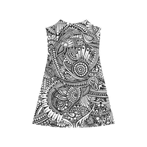 Black & white flower pattern art Alcestis Slip Dress (Model D05)