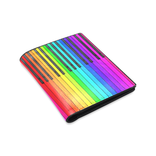 Rainbow Piano Keyboard Men's Leather Wallet (Model 1612)