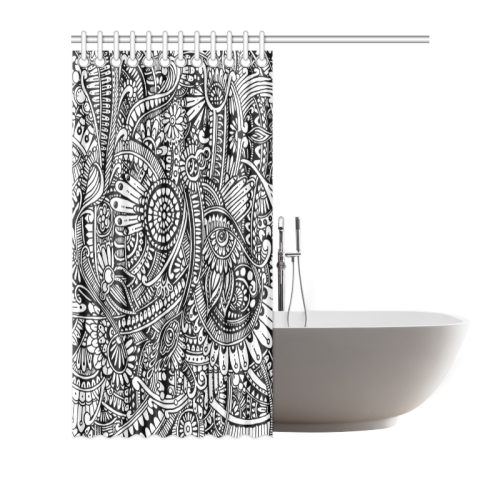 Black & white flower pattern art Shower Curtain 66"x72"