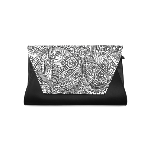 Black & white flower pattern art Clutch Bag (Model 1630)