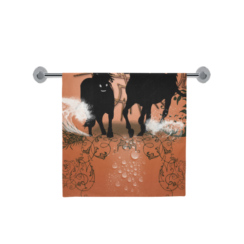 Black horses silhouette Bath Towel 30"x56"