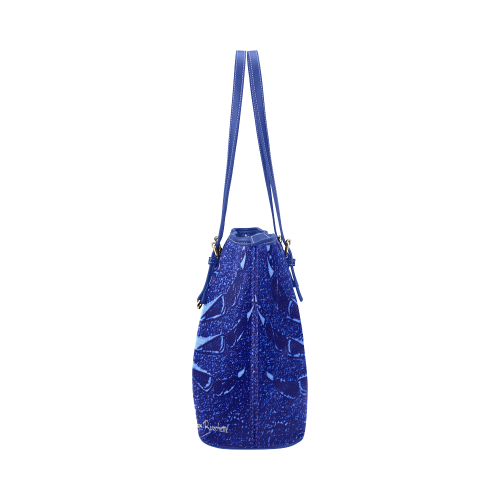 Cancer Blue Leather Tote Bag/Large (Model 1651)