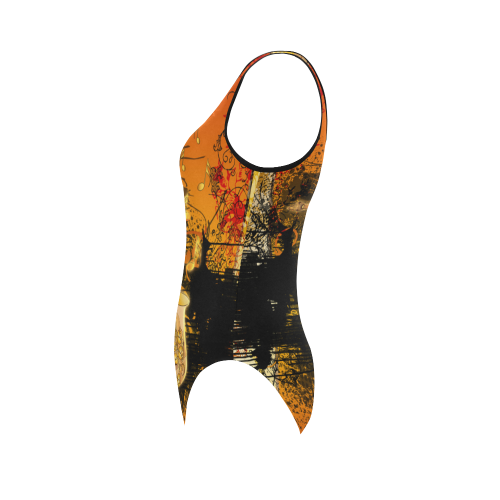 Music, saxophone Vest One Piece Swimsuit (Model S04)
