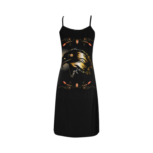 Eagle in gold and black Alcestis Slip Dress (Model D05)