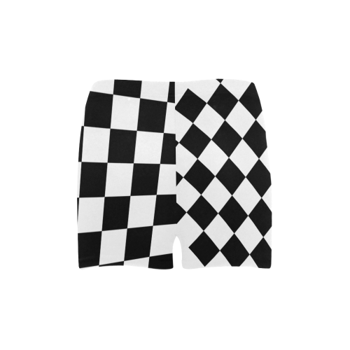 Checkerboard Black and White Briseis Skinny Shorts (Model L04)