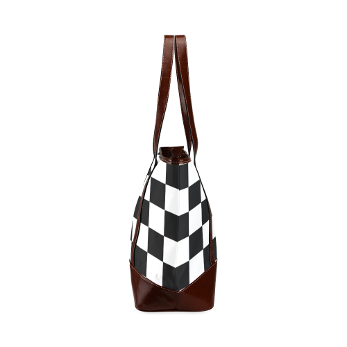 Checkerboard Black and White Tote Handbag (Model 1642)