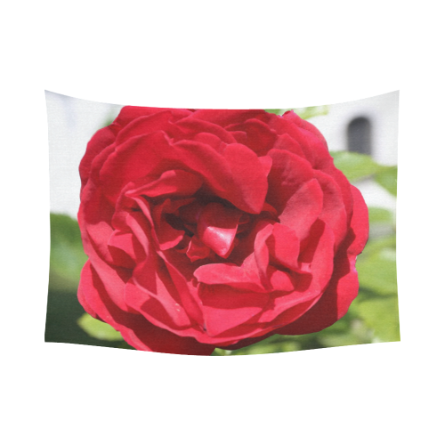 Red Rose Cotton Linen Wall Tapestry 80"x 60"