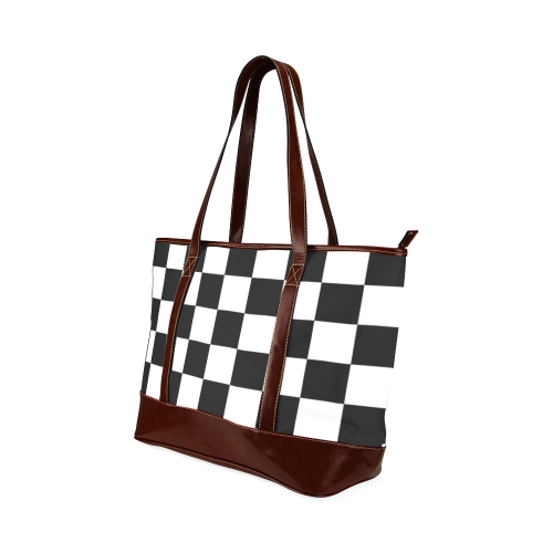 Checkerboard Black and White Tote Handbag (Model 1642)