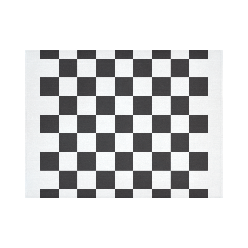 Checkerboard Black and White Squares Cotton Linen Wall Tapestry 80"x 60"