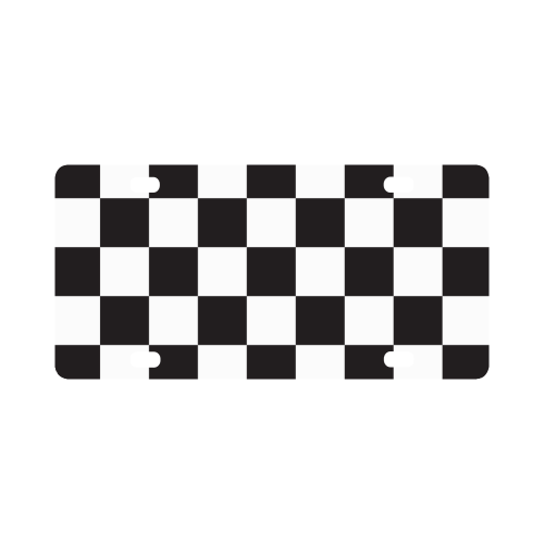 Checkerboard Black and White Squares Classic License Plate