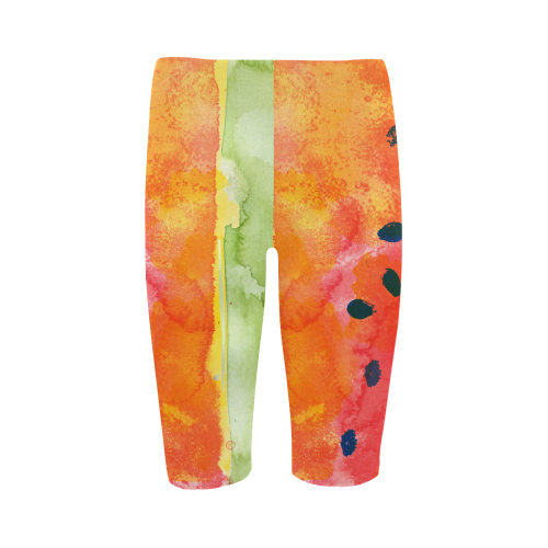 Abstract Watermelon Hestia Cropped Leggings (Model L03)