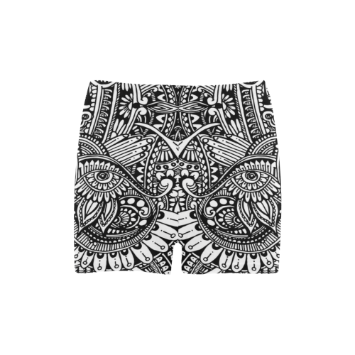Black & white flower pattern art Briseis Skinny Shorts (Model L04)