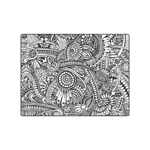 Black & white flower pattern art Blanket 50"x60"