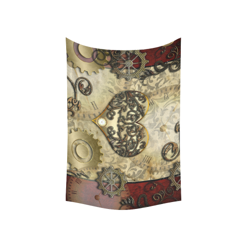 Steampunk, golden red design Cotton Linen Wall Tapestry 60"x 40"