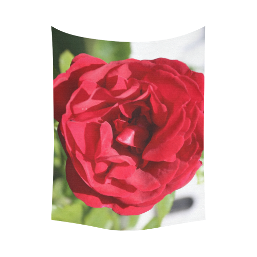 Red Rose Cotton Linen Wall Tapestry 80"x 60"