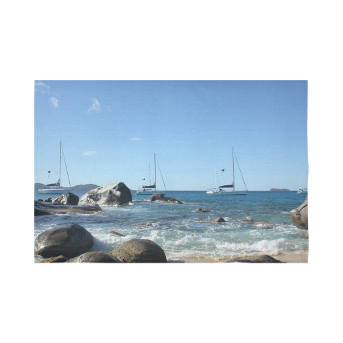 Sailing Boats at Virgin Gorda BVI Cotton Linen Wall Tapestry 90"x 60"