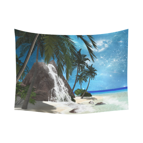 Seascape in the night Cotton Linen Wall Tapestry 80"x 60"