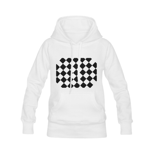 Checkerboard Black and White Women's Classic Hoodies (Model H07)