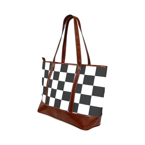 Checkerboard Black and White Tote Handbag (Model 1642)