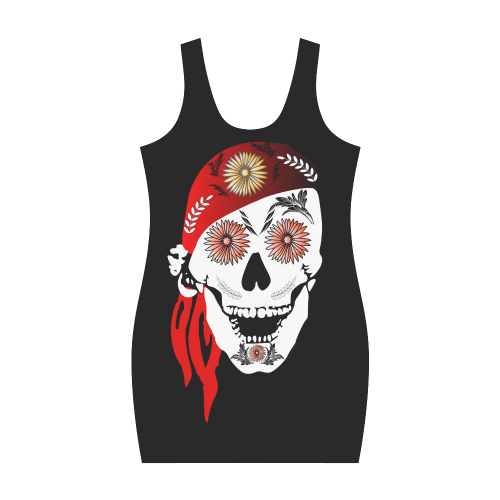 Funny sugar skull Medea Vest Dress (Model D06)