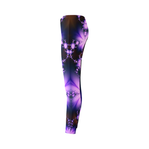 Lavender Fractal Flowers Cassandra Women's Leggings (Model L01)