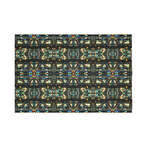 Glitzy Sparkly Mystic Festive Black Glitter Ornament Pattern Cotton Linen Wall Tapestry 90"x 60"